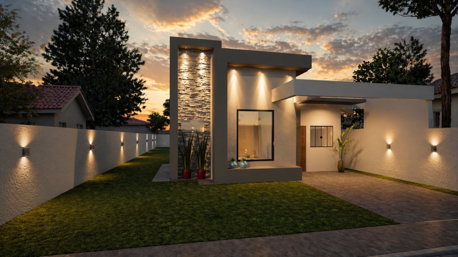 Render 3D — Casa Compacta