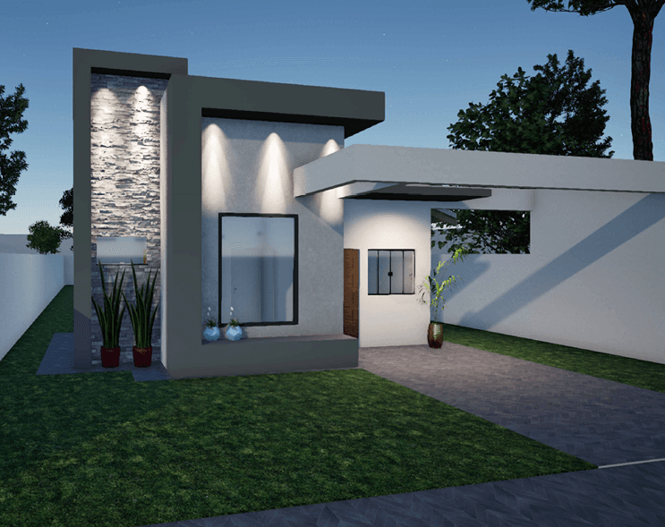 Render 3D — Casa 54,41m²